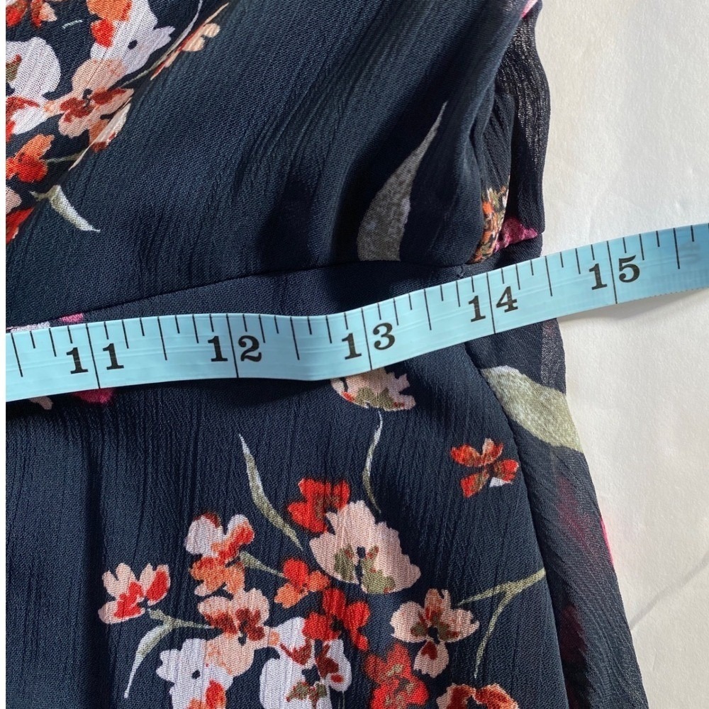 Calvin Klein Navy Blue Floral Chiffon High Low Maxi Dress 4 NWT Wedding Guest - Picture 5 of 16